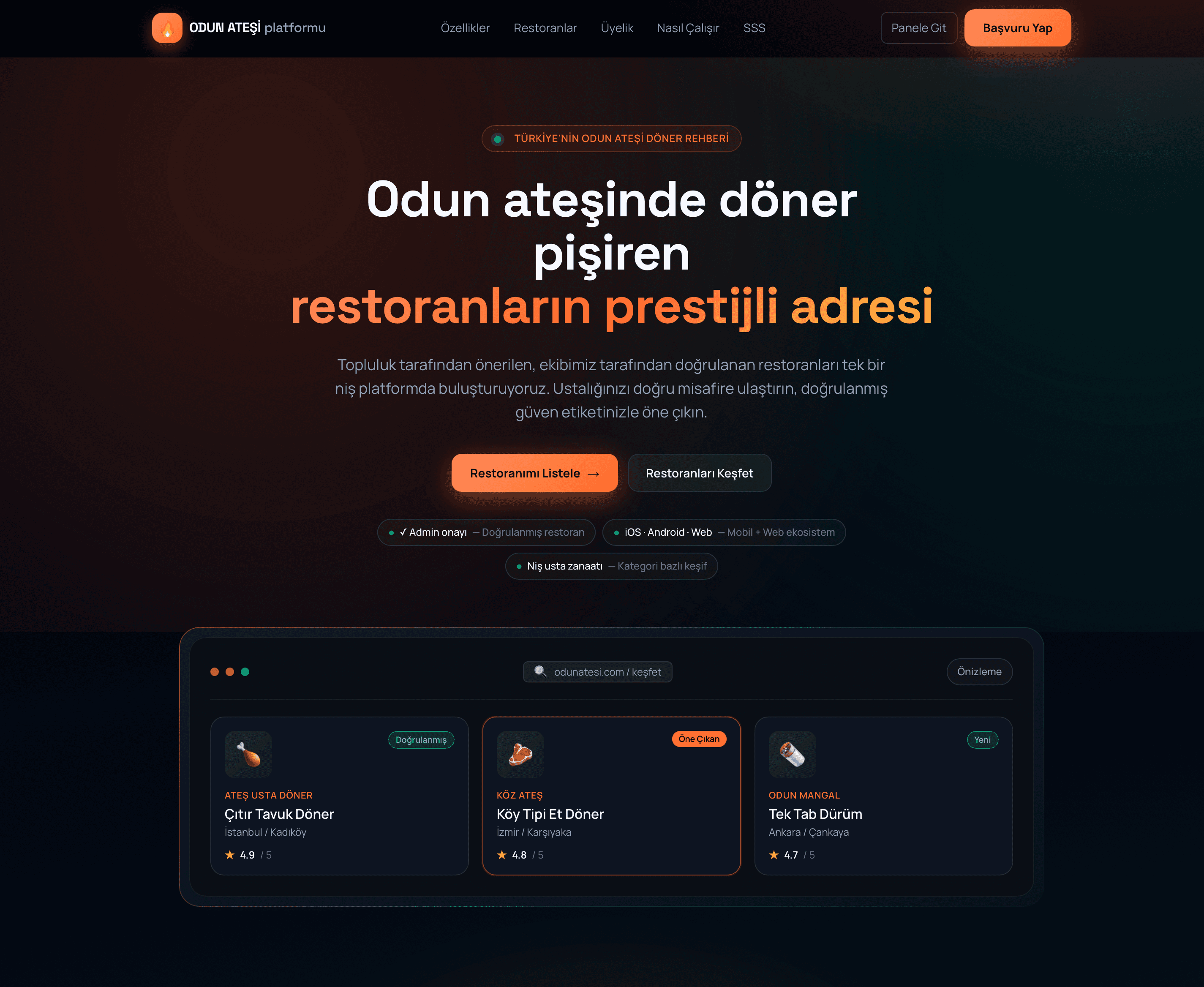 Odun Ateşinde dashboard